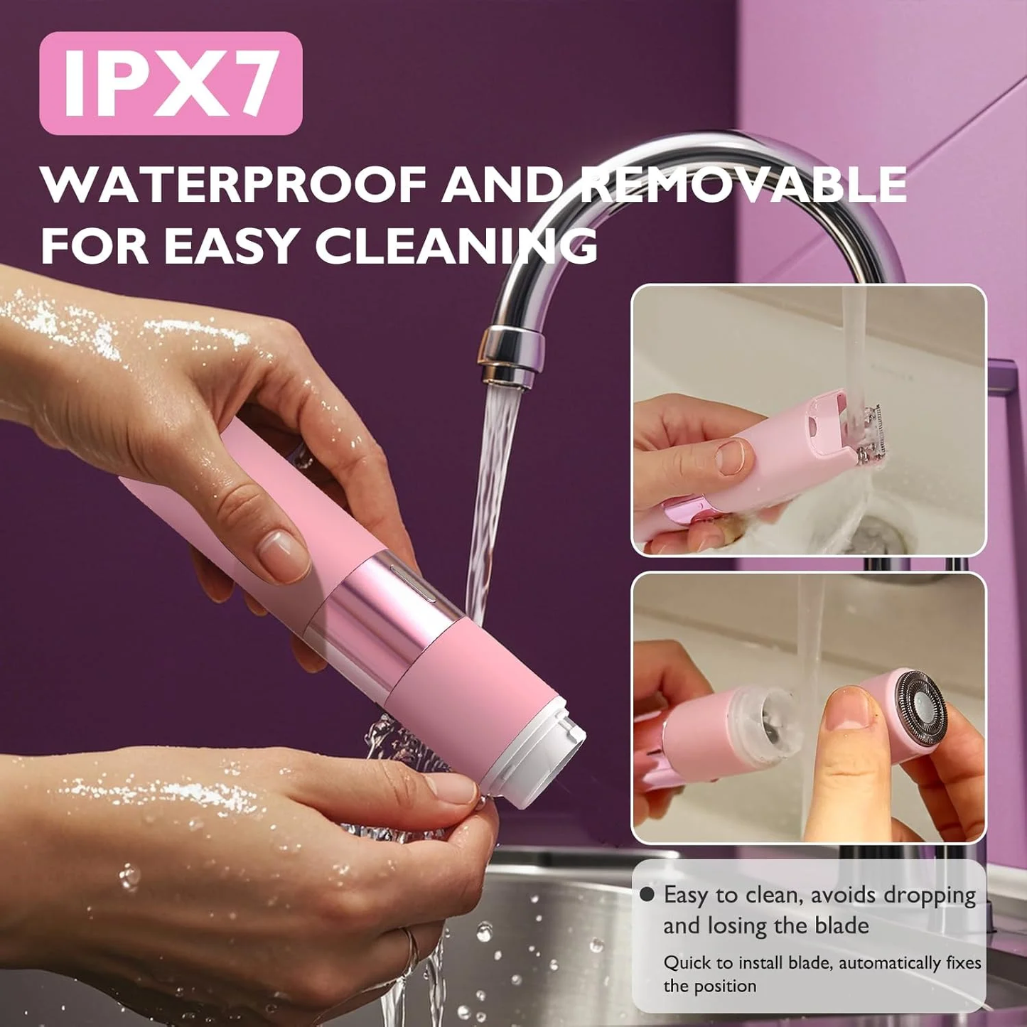 Bikini Trimmer, OBACRE IPX7 Waterproof 2-in-1 Electric Shaver for Women