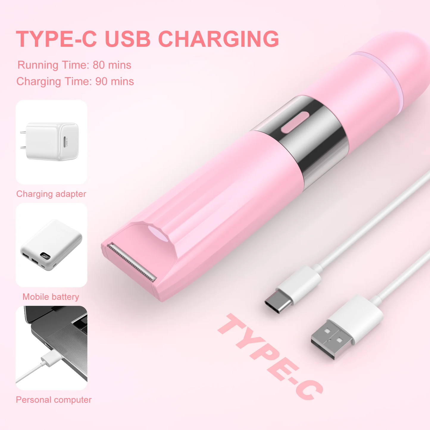 Bikini Trimmer, OBACRE IPX7 Waterproof 2-in-1 Electric Shaver for Women