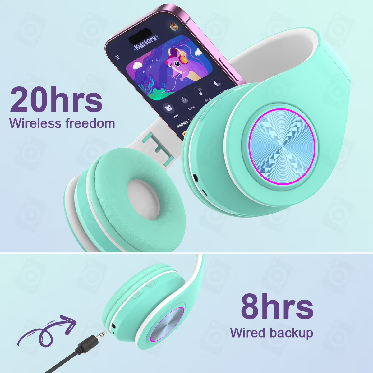 Bluetooth Kids Headphones with Microphone,Children's Wireless Headsets with 12H Playtime 85dB Volume Limited Hearing Protection,Stereo Over-Ear Headphones for Boys and Girls