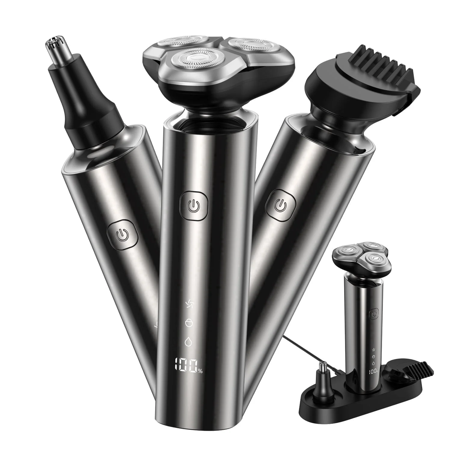 3 in 1 Men Grooming Kit for Groin, Waterproof Body Electric Shaver Razor, Grooming for Face and Body, Gifts for Men, Black