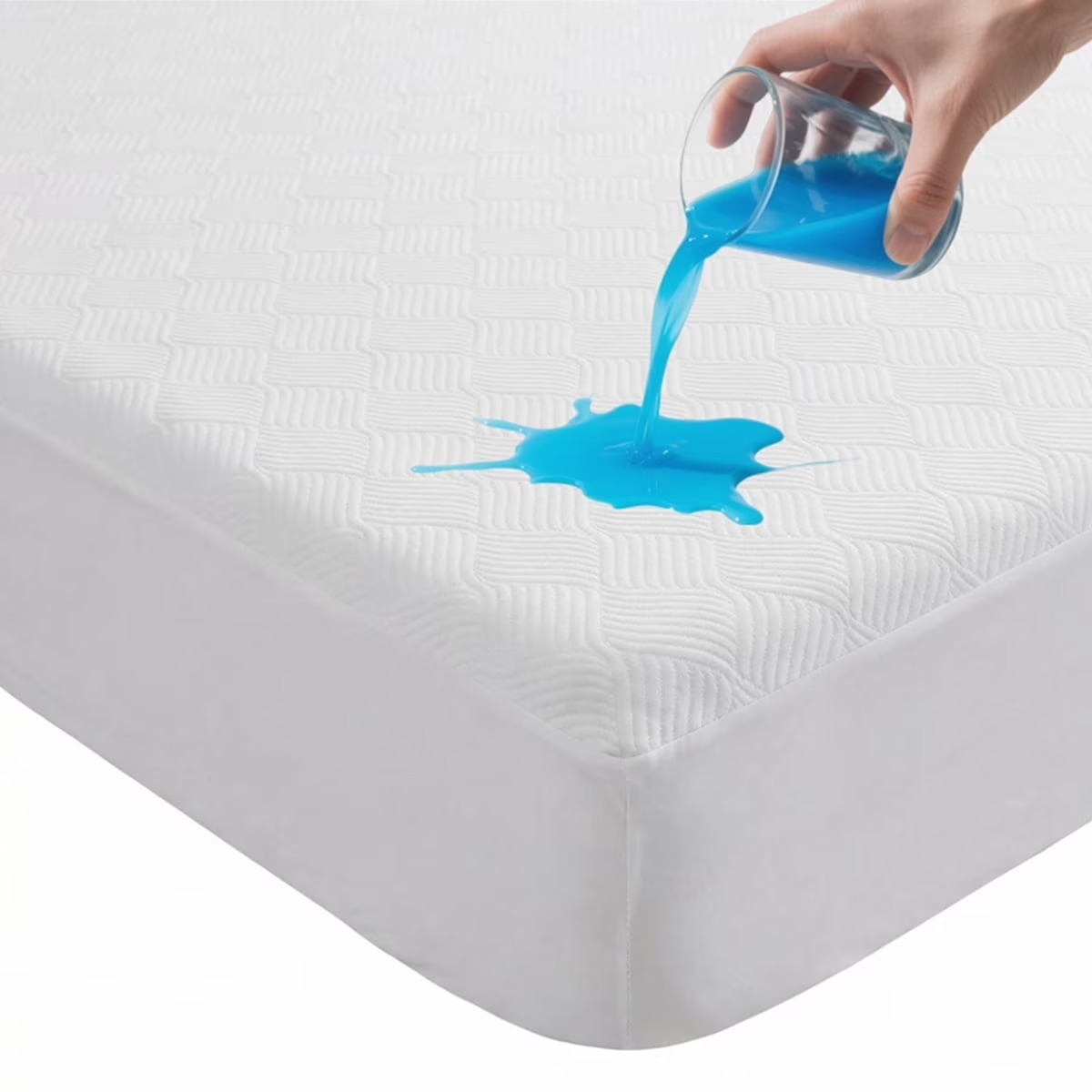 King Size Waterproof Mattress Protector, Air Fabric Mattress Pad with Deep Pocket 6"-18" Depth, Soft Noiseless Bed Mattress Cover Washable for Home, Bedroom, Hotel (White)