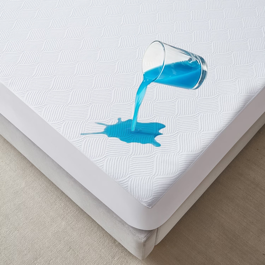 Twin XL Size Waterproof Mattress Protector, Air Fabric Mattress Pad with Deep Pocket 6"-18" Depth, Soft Noiseless Bed Mattress Cover Washable for Home, Bedroom, Hotel (White)