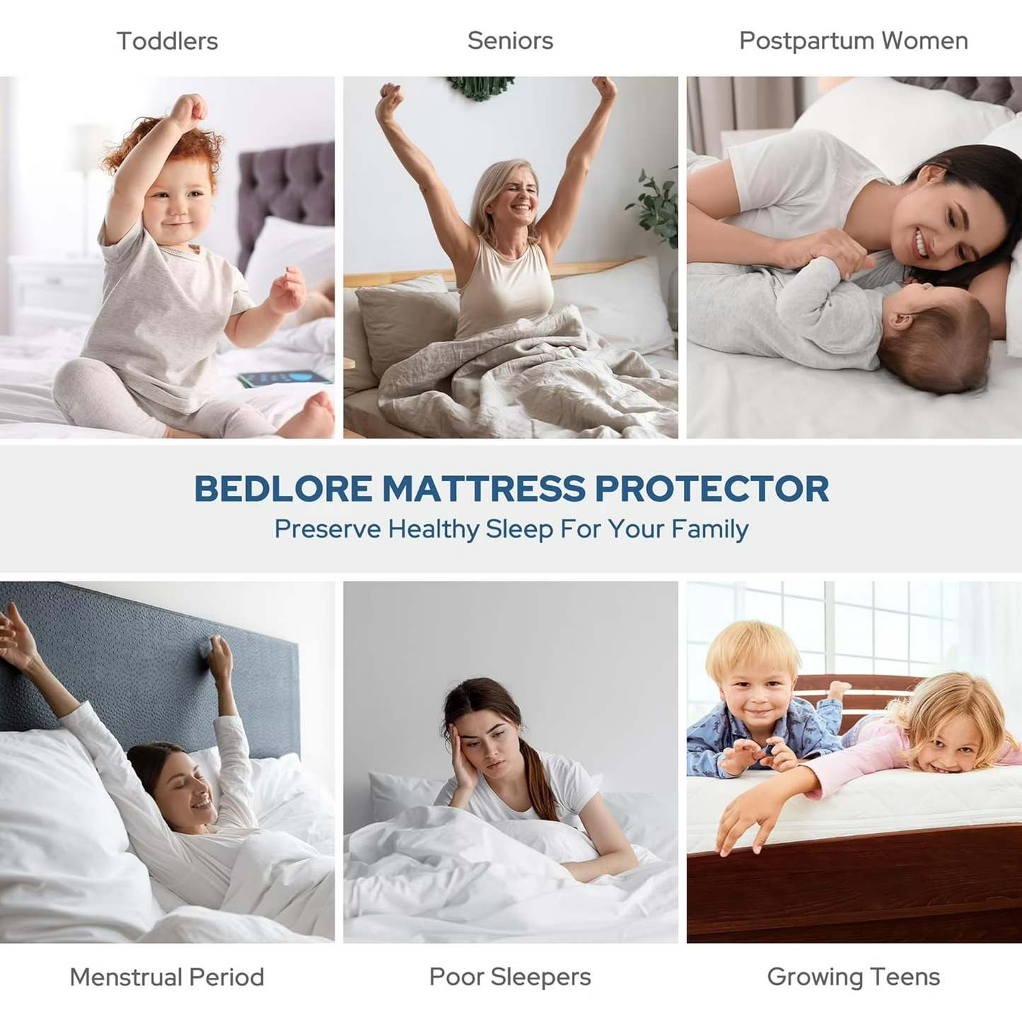 Twin XL Size Waterproof Mattress Protector, Air Fabric Mattress Pad with Deep Pocket 6"-18" Depth, Soft Noiseless Bed Mattress Cover Washable for Home, Bedroom, Hotel (White)
