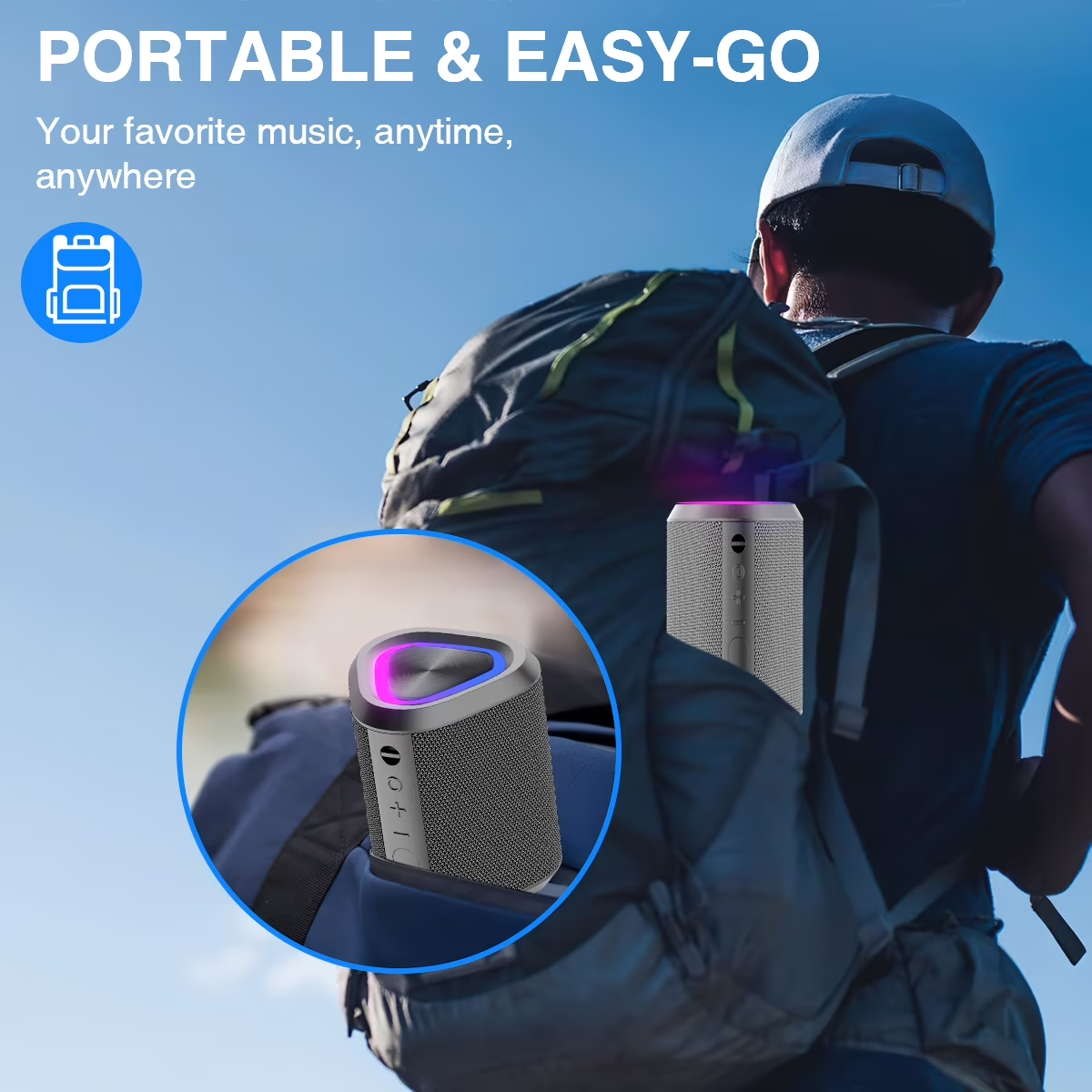 Bluetooth Speaker, 24H Playtime Portable Wireless Bluetooth 5.0 Speaker with Stereo Bass, up to 100 ft Bluetooth Range, IPX7 Waterproof Mini Bluetooth Speaker