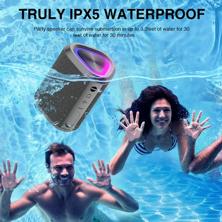 Bluetooth Speaker, 24H Playtime Portable Wireless Bluetooth 5.0 Speaker with Stereo Bass, up to 100 ft Bluetooth Range, IPX7 Waterproof Mini Bluetooth Speaker