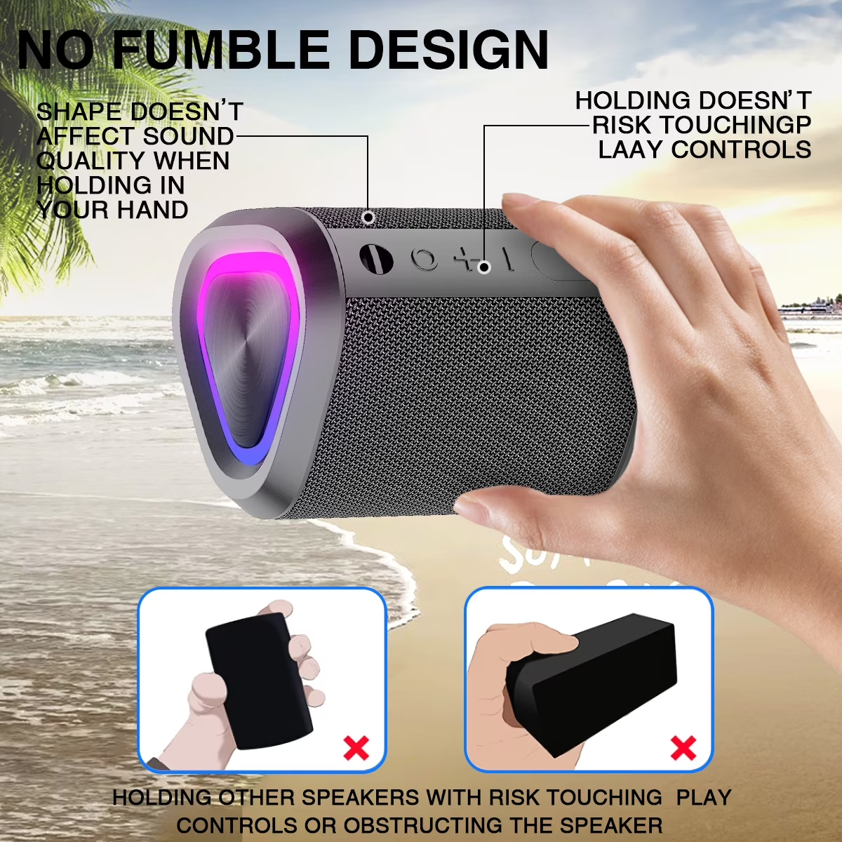 Bluetooth Speaker, 24H Playtime Portable Wireless Bluetooth 5.0 Speaker with Stereo Bass, up to 100 ft Bluetooth Range, IPX7 Waterproof Mini Bluetooth Speaker