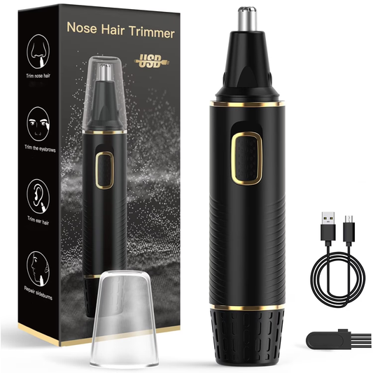 Obacre Nose Hair Trimmers for Men,Rechargeable Hair Trimmer Painless Multifunctional Ear and Nose Hair Trimmer with IPX7 Waterproof Dual Edge Blades (Black)