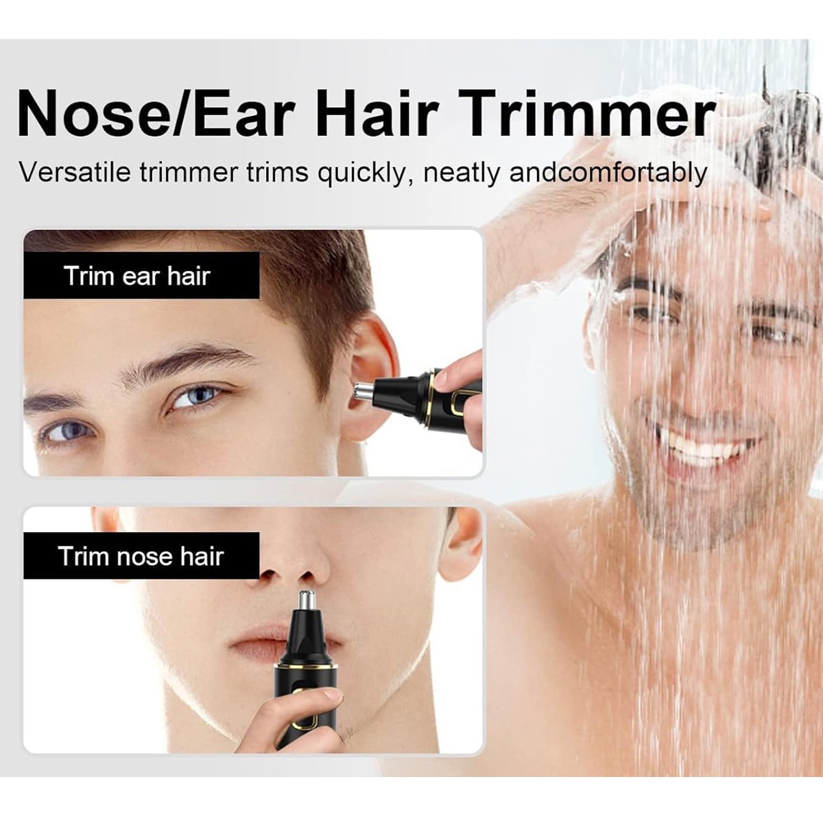 Obacre Nose Hair Trimmers for Men,Rechargeable Hair Trimmer Painless Multifunctional Ear and Nose Hair Trimmer with IPX7 Waterproof Dual Edge Blades (Black)