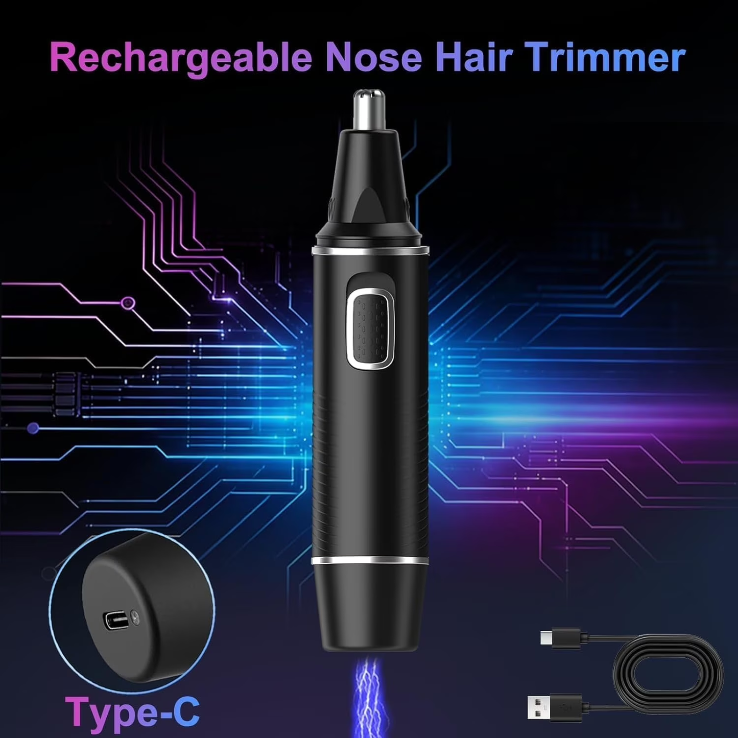 Obacre Nose Hair Trimmers for Men,Rechargeable Hair Trimmer Painless Multifunctional Ear and Nose Hair Trimmer with IPX7 Waterproof Dual Edge Blades (Black)