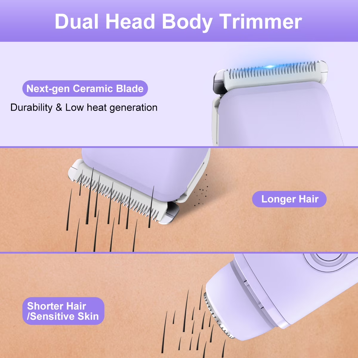 Electric Bikini Trimmer IPX7 Waterproof Body Shaver Travel Gift for Women