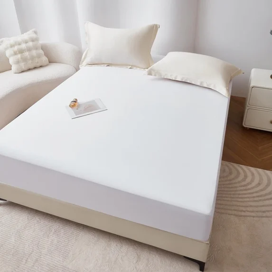 Queen Size Waterproof Mattress Protector, Air Fabric Mattress Pad with Deep Pocket 6"-18" Depth, Soft Noiseless Bed Mattress Cover Washable for Home, Bedroom, Hotel (White)（副本）