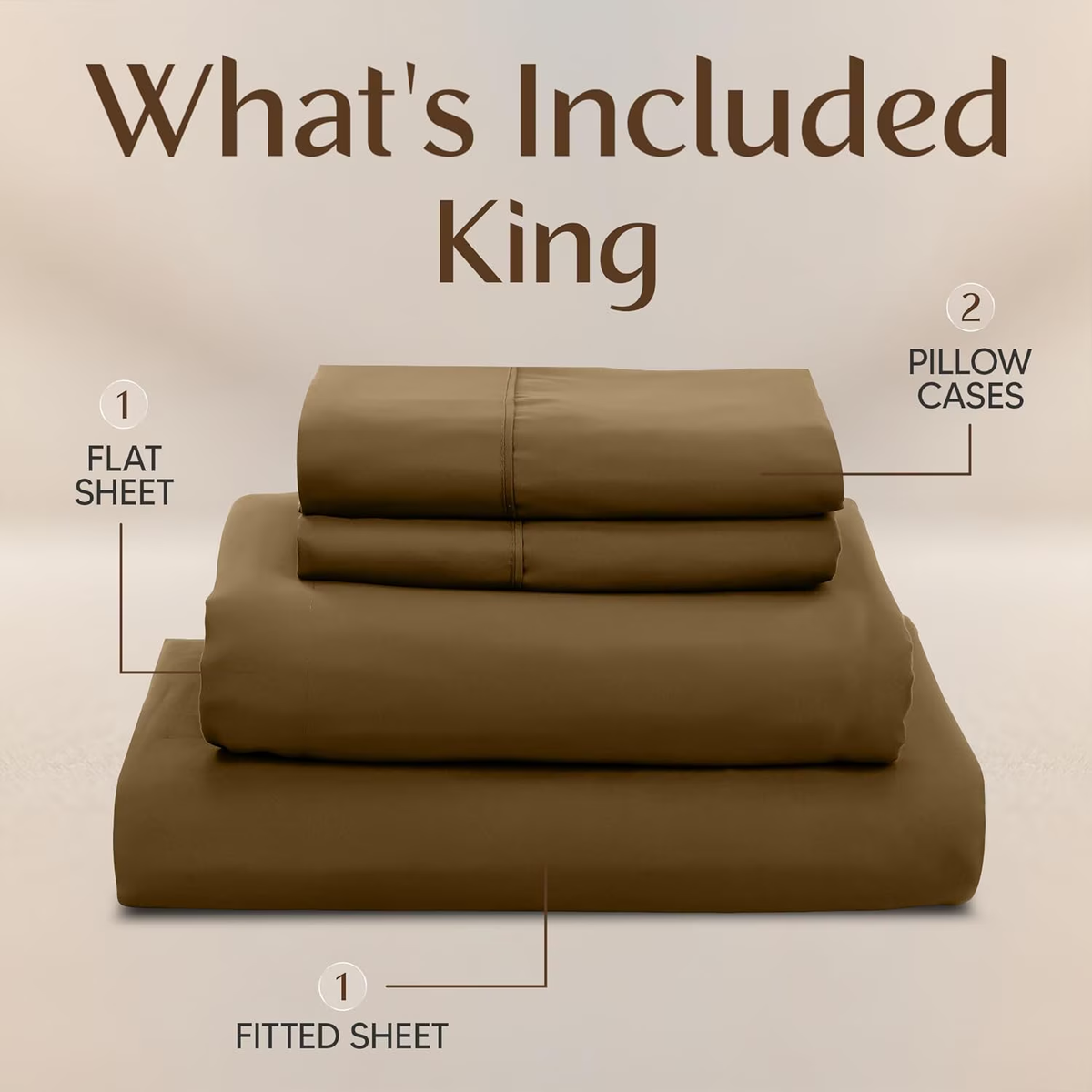 Naiade  King Size 4 Piece Microfiber Sheet Set with Deep Pocket Fitted Sheet, Soft Hotel Style Bedding, Embroidered Pillowcases and Convenient Side Storage Pocket
