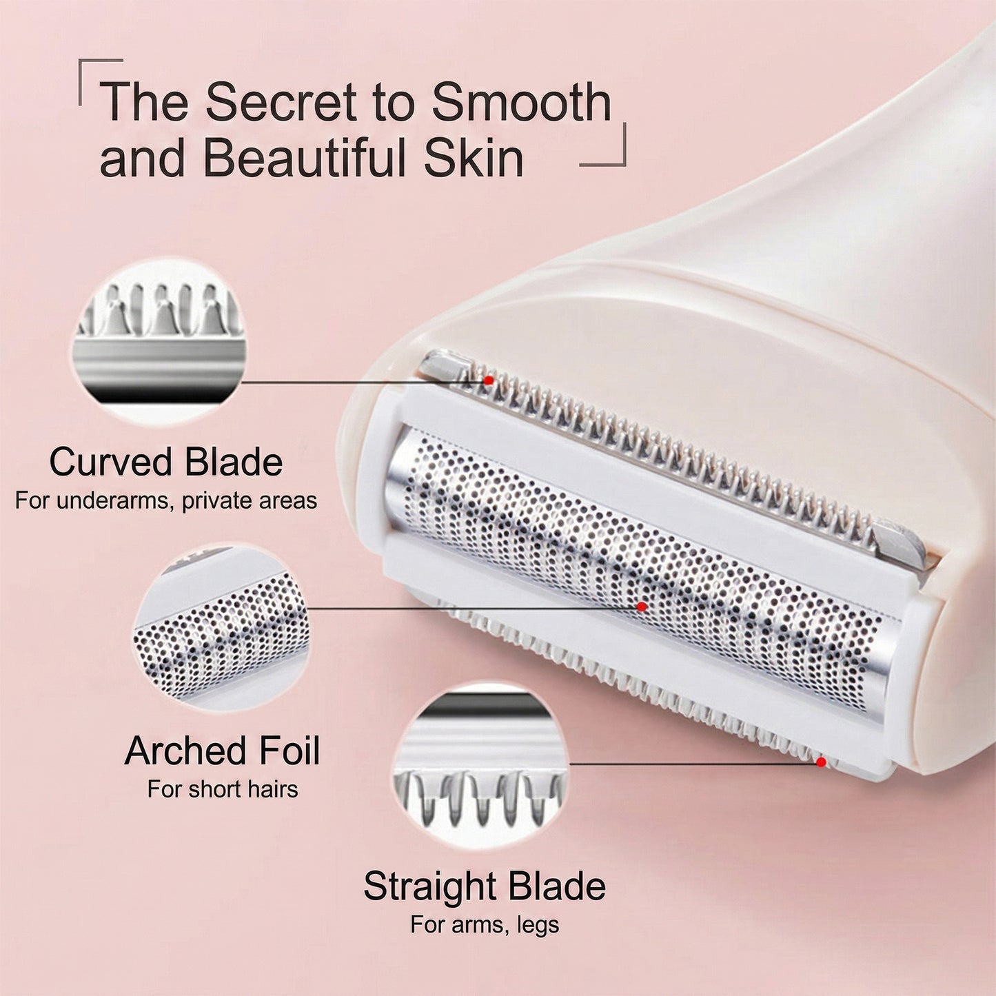 Hoeylife Electric Shaver for Women, Electric Razor for Women, Cordless Bikini Trimmer with LED Display, Wet & Dry Body Hair Trimmer for Bikini Underarm Leg Arm,White