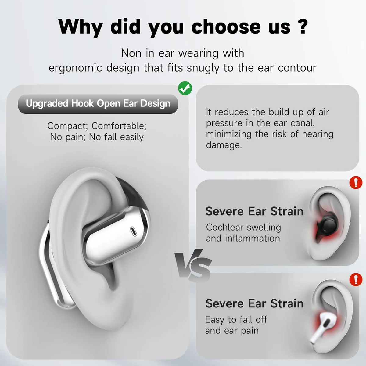 Open Ear Headphones, Bluetooth Headphones 5.4 Sports with Smart Digital Display, 50H Playtime, IP7 Waterproof, Wireless Earbuds Lightweight Design Fit Cycling Running Workout