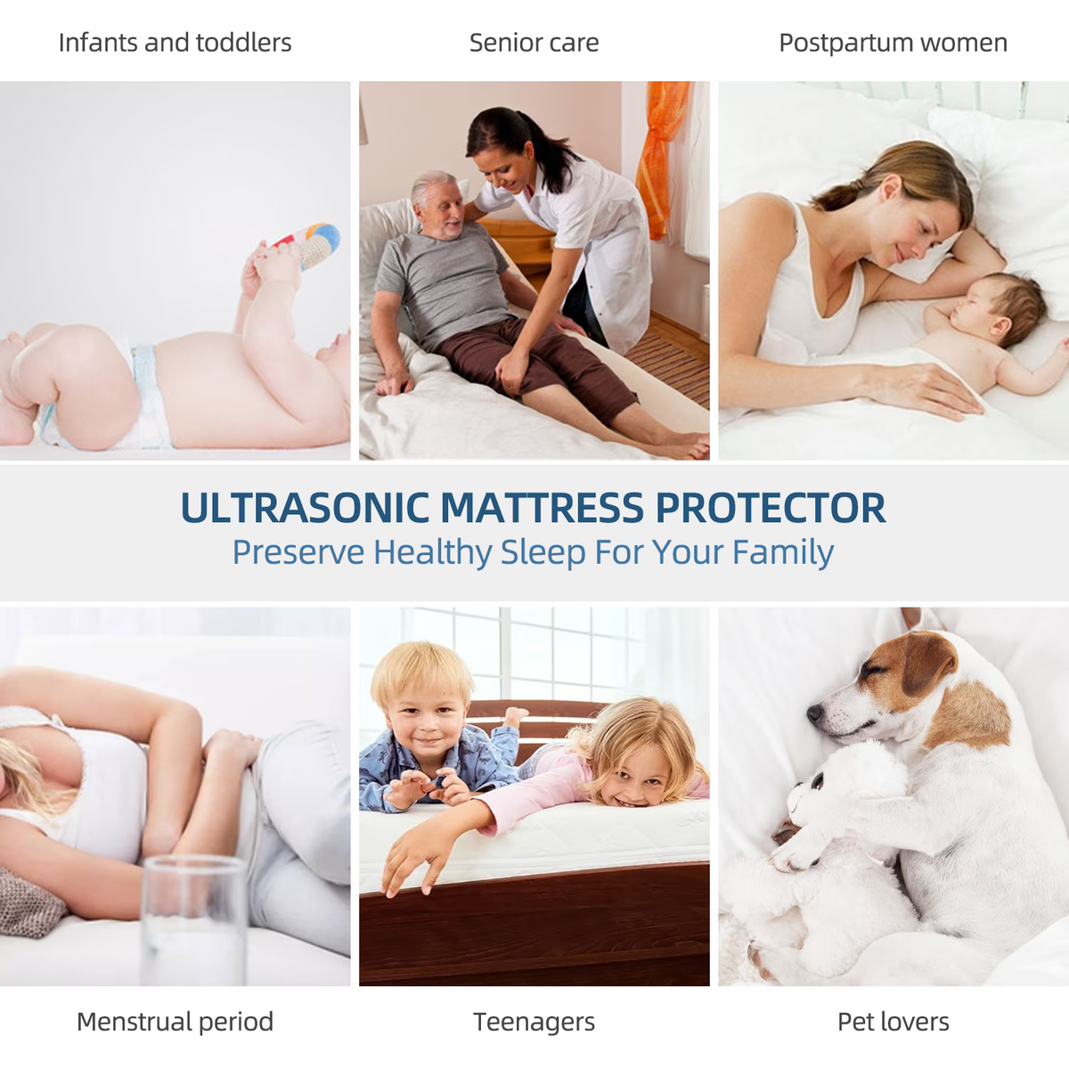 Queen Size Waterproof Mattress Protector, Mattress Cover 3D Air Fabric Mattress Pad Cover Smooth Soft Breathable Noiseless, 15'' Deep Pocket