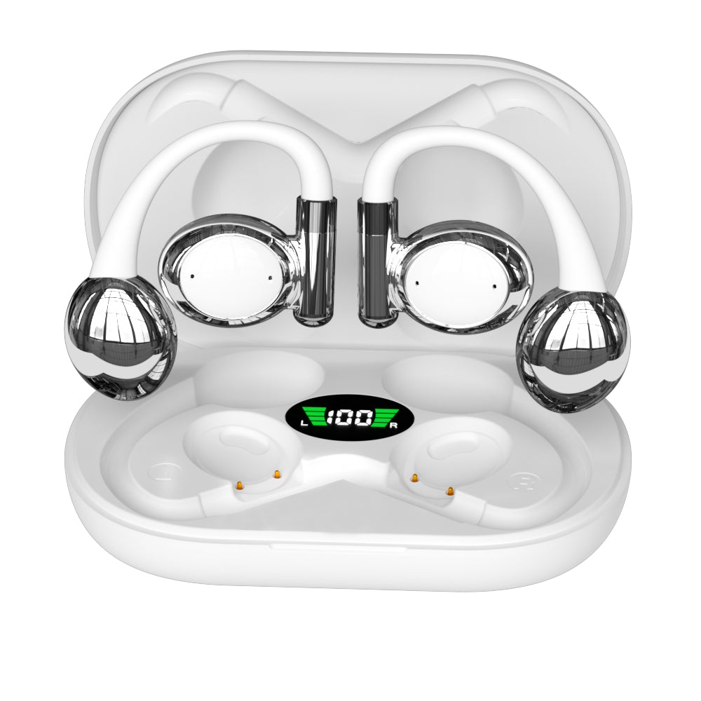 Open Ear Headphones, Bluetooth 5.4 True Wireless Earbuds Air Conduction Headphones with Mic Clear Calls, Comfort Fit Over Ear Headphones with Ear Hooks, 56H Playtime, IPX6 for Sport