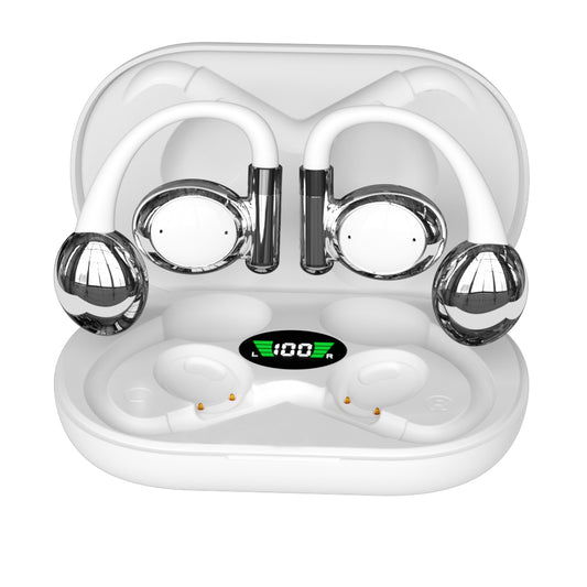 Open Ear Headphones, Bluetooth 5.4 True Wireless Earbuds Air Conduction Headphones with Mic Clear Calls, Comfort Fit Over Ear Headphones with Ear Hooks, 56H Playtime, IPX6 for Sport