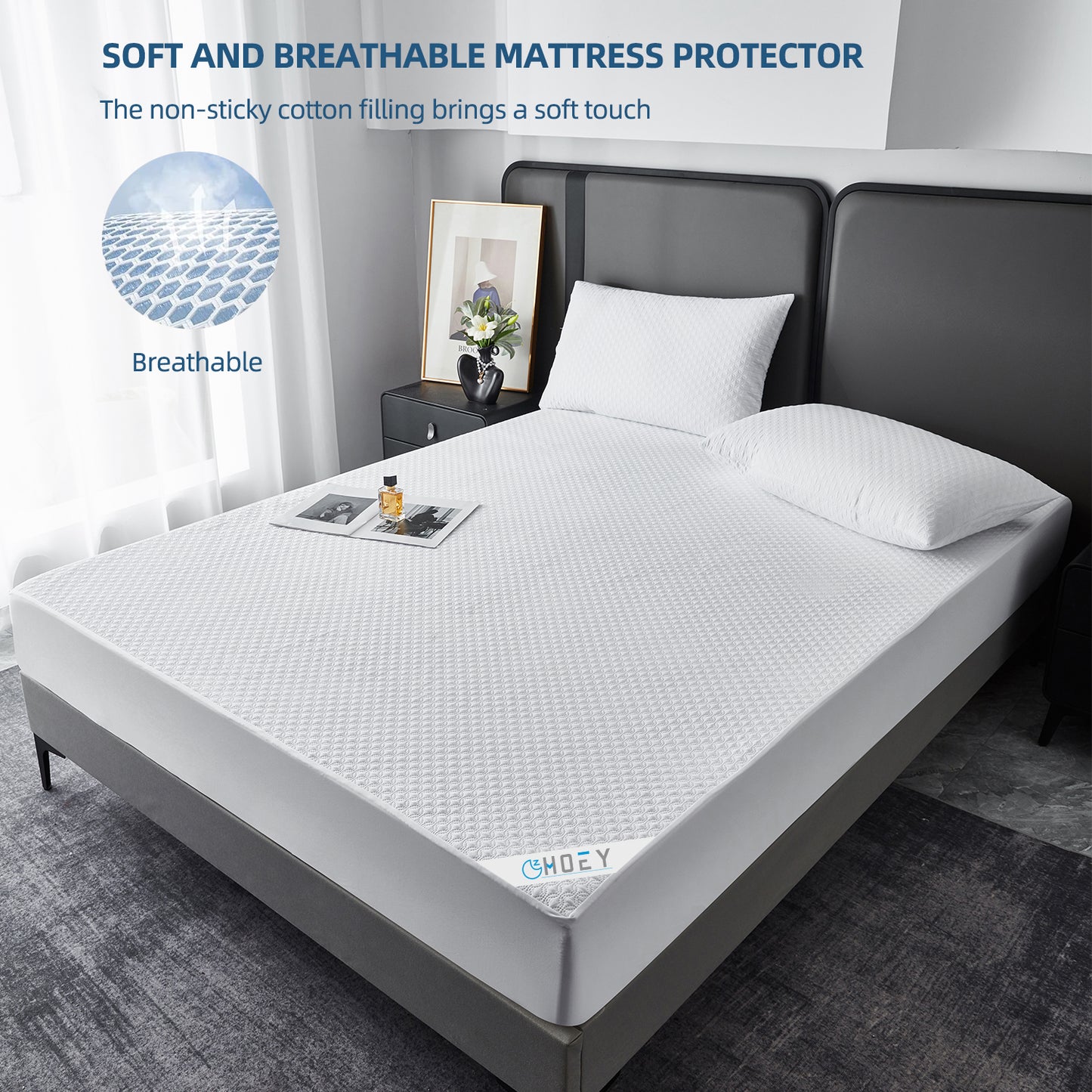 Full Size Waterproof Mattress Pad Protector, Noiseless Mattress Pad up to 21 inches Deep Pocket, Soft Breathable Bed Mattress Cover Washable for Home, Bedroom, Hote