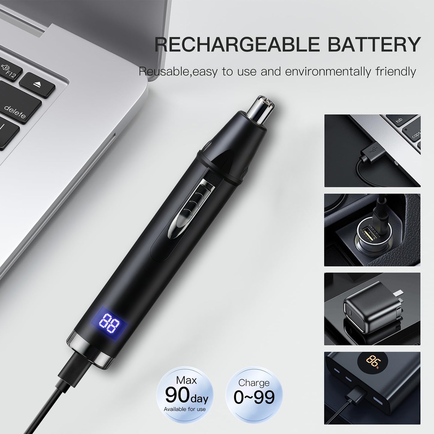 Ear and Nose Hair Trimmer for Men and Women, Travel Trimmer,High-Precision Nose Shaver,USB Rechargeable,Waterproof,Safe & Quiet Operation,Portable Ear Hair Remover Design