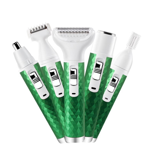 Hoey Electric Razor for Women,5 in 1 Electric Shaver for Women, Portable Rechargeable Hair Trimmer Wet and Dry Cordless Women Shaver Hair Remover for Face, Legs, Nose and Bikini