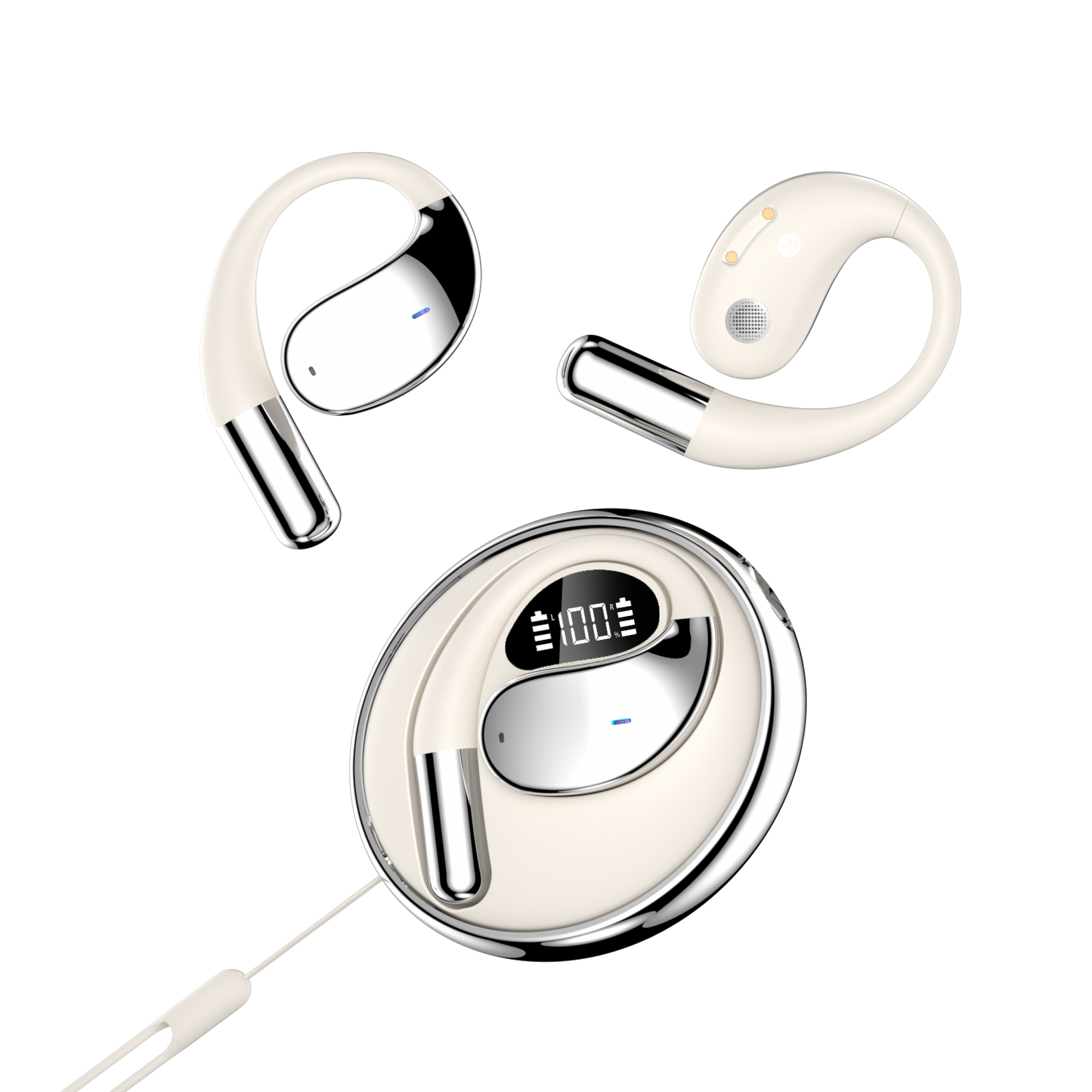 Open Ear Headphones Bluetooth Ear buds 80Hrs Playtime Wireless Earbuds with Earhooks IPX7 Waterproof Touch Control Air Conduction Sport Headsets Bluetooth 5.3 Earphones for Workout Running