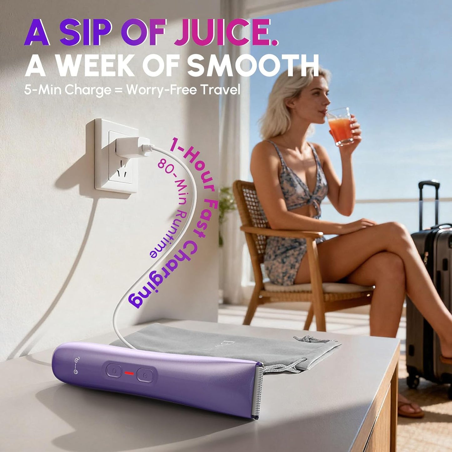 Obacre Bikini Trimmer for Women Dual Head – IPX7 Waterproof & Painless Electric Razors for Pubic Hair, Face, Legs, Underarms – Portable Cordless Shaver with Fast Charging, Self Care Gifts for Women