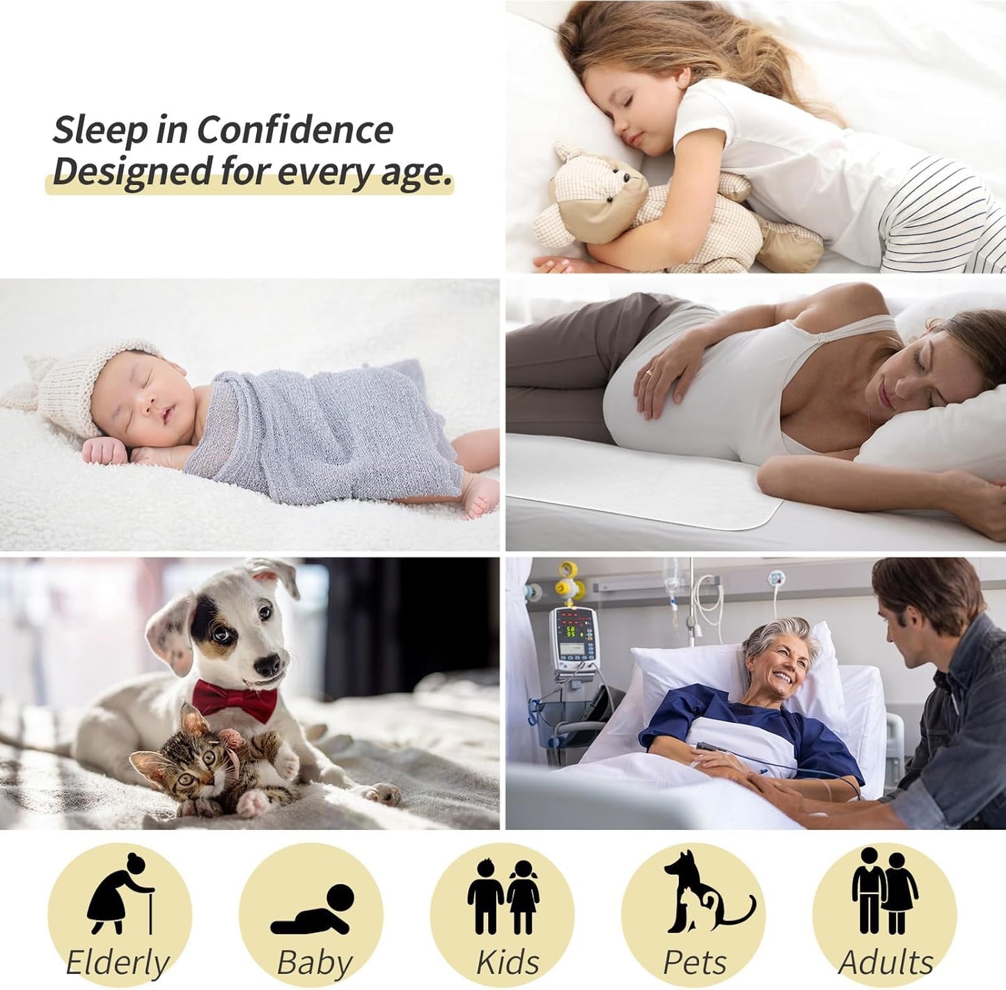 Waterproof Bed Pads Incontinence 34'' x 52'' (1 Pack) Washable Reusable Bedwetting Mattress Protector Pad for Kids, Adults, Elderly, and Pets