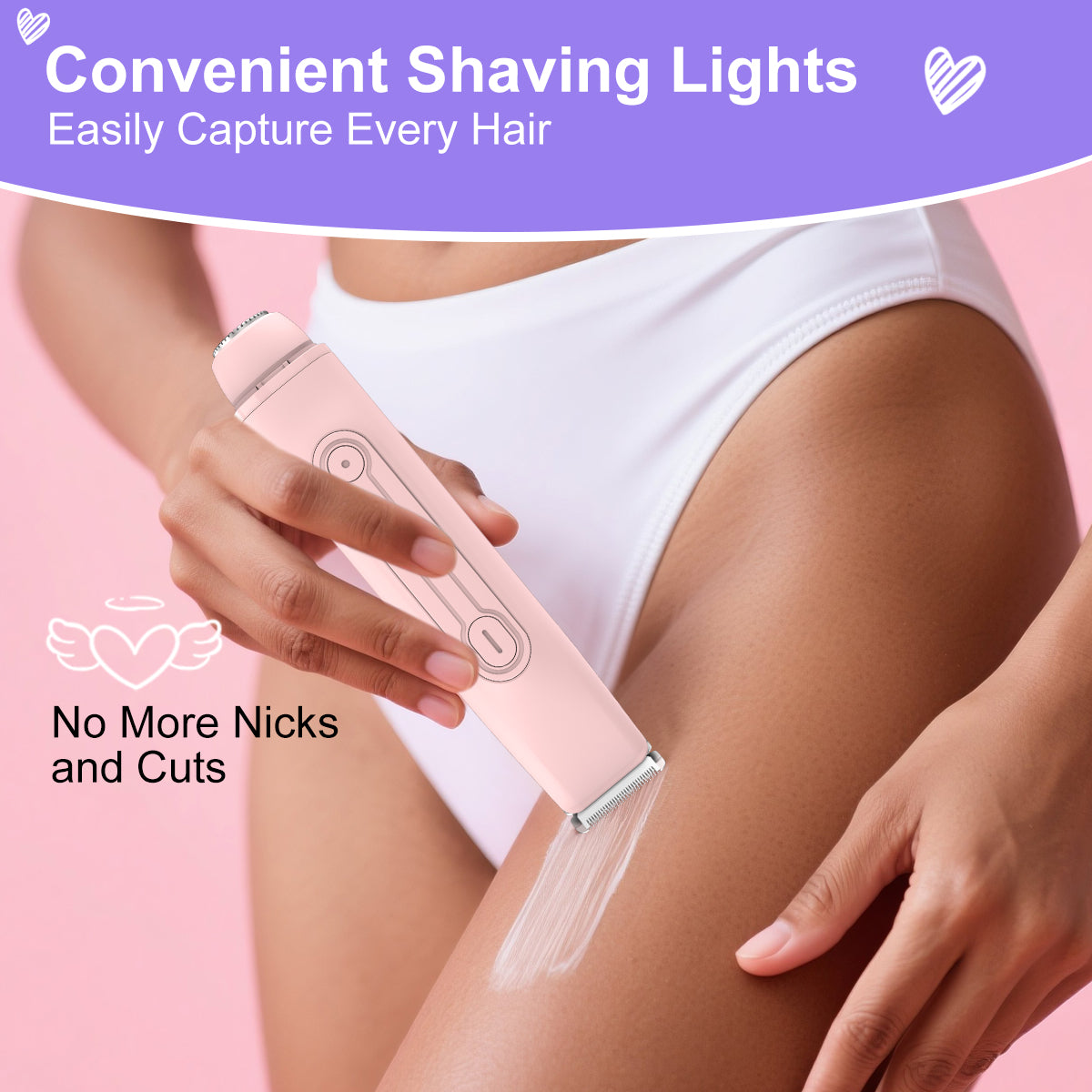 Hoeylife 2 in 1 Women Electric Shaver, Dual Head Bikini Trimmer for Women, IPX6 Waterproof Wet & Dry Use Body Hair Trimmer and Facial Hair Razor for Bikini Underarm Leg Arm Body Face