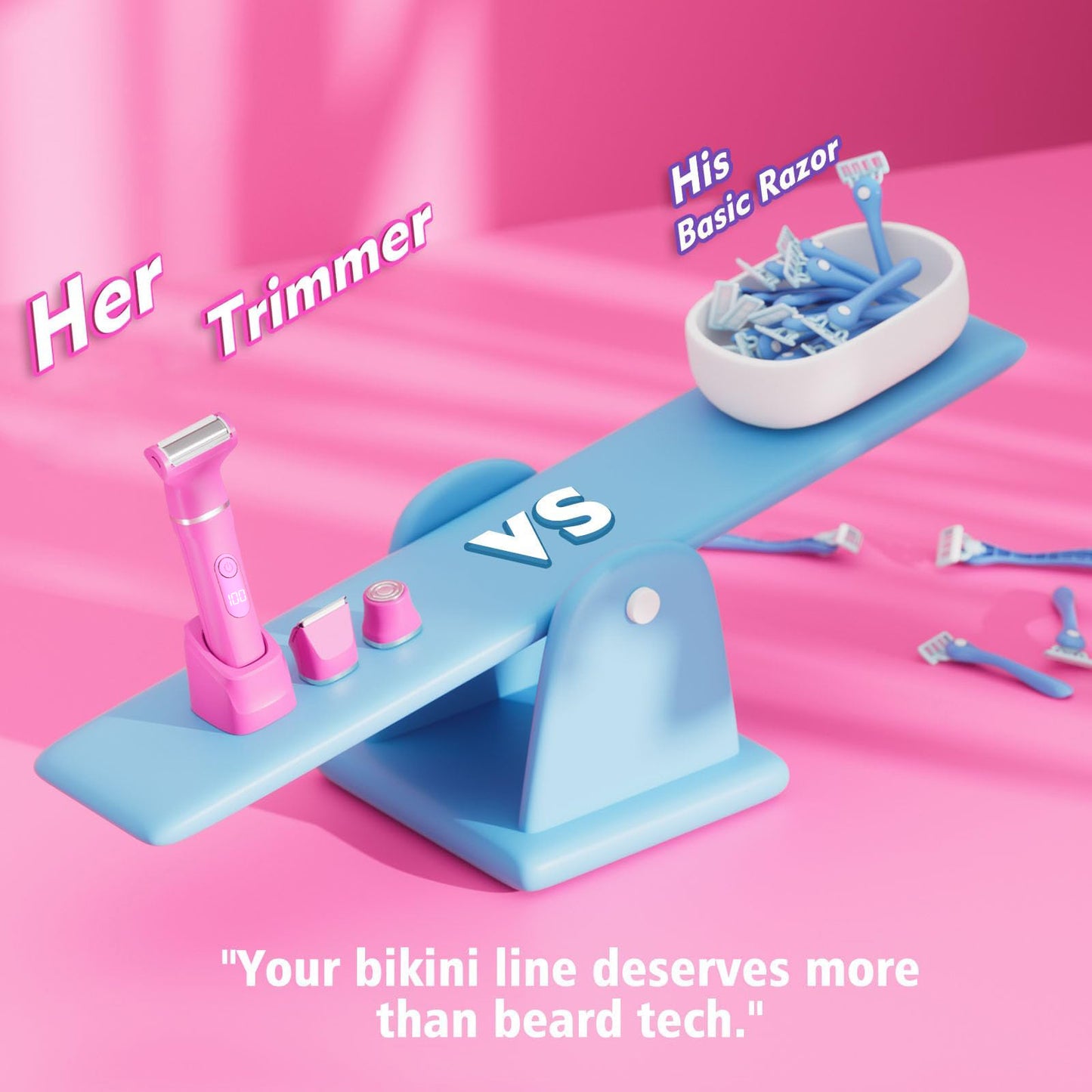 Hoey Bikini Trimmer for Women,Painless Electric Razor for Silk Skin,Cordless Wet/Dry Body Shaver for Trip,Replaceable Lady Facial Groomer,Waterproof Easy Cleaning,