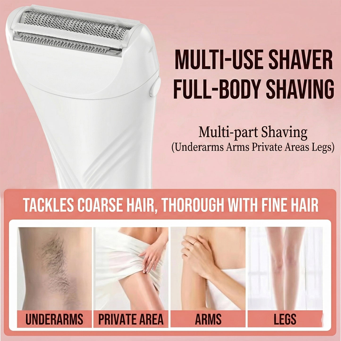 Hoeylife Electric Shaver for Women, Electric Razor for Women, Cordless Bikini Trimmer with LED Display, Wet & Dry Body Hair Trimmer for Bikini Underarm Leg Arm,Pink