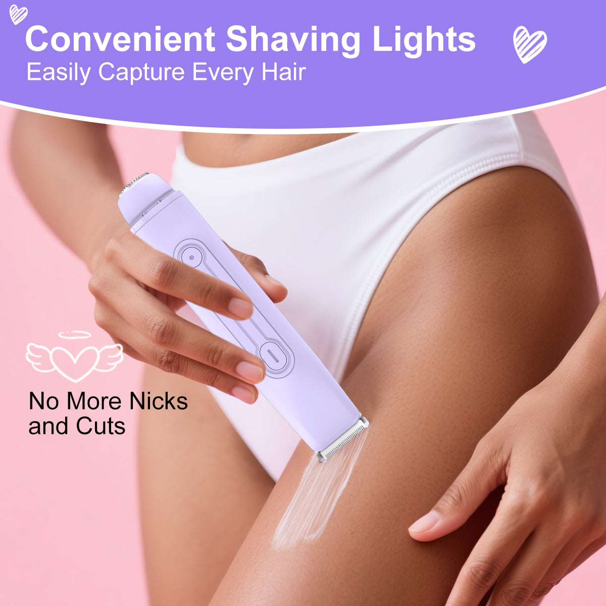 Hoeylife 2 in 1 Women Electric Shaver, Dual Head Bikini Trimmer for Women, IPX6 Waterproof Wet & Dry Use Body Hair Trimmer and Facial Hair Razor for Bikini Underarm Leg Arm Body Face