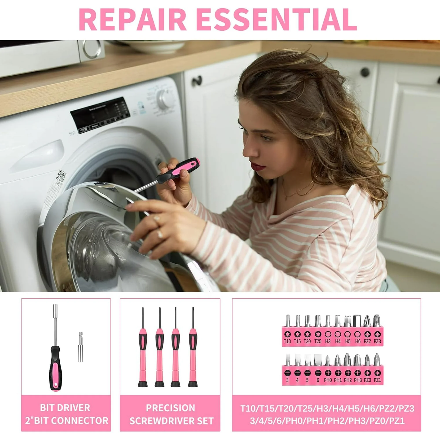 Hoey 39 Piece All Purpose Household Tool Kit Small Basic Home Tool Set with Toolbox Great for Home, Garage, Office and College Dormitory Use, DIY and Crafts