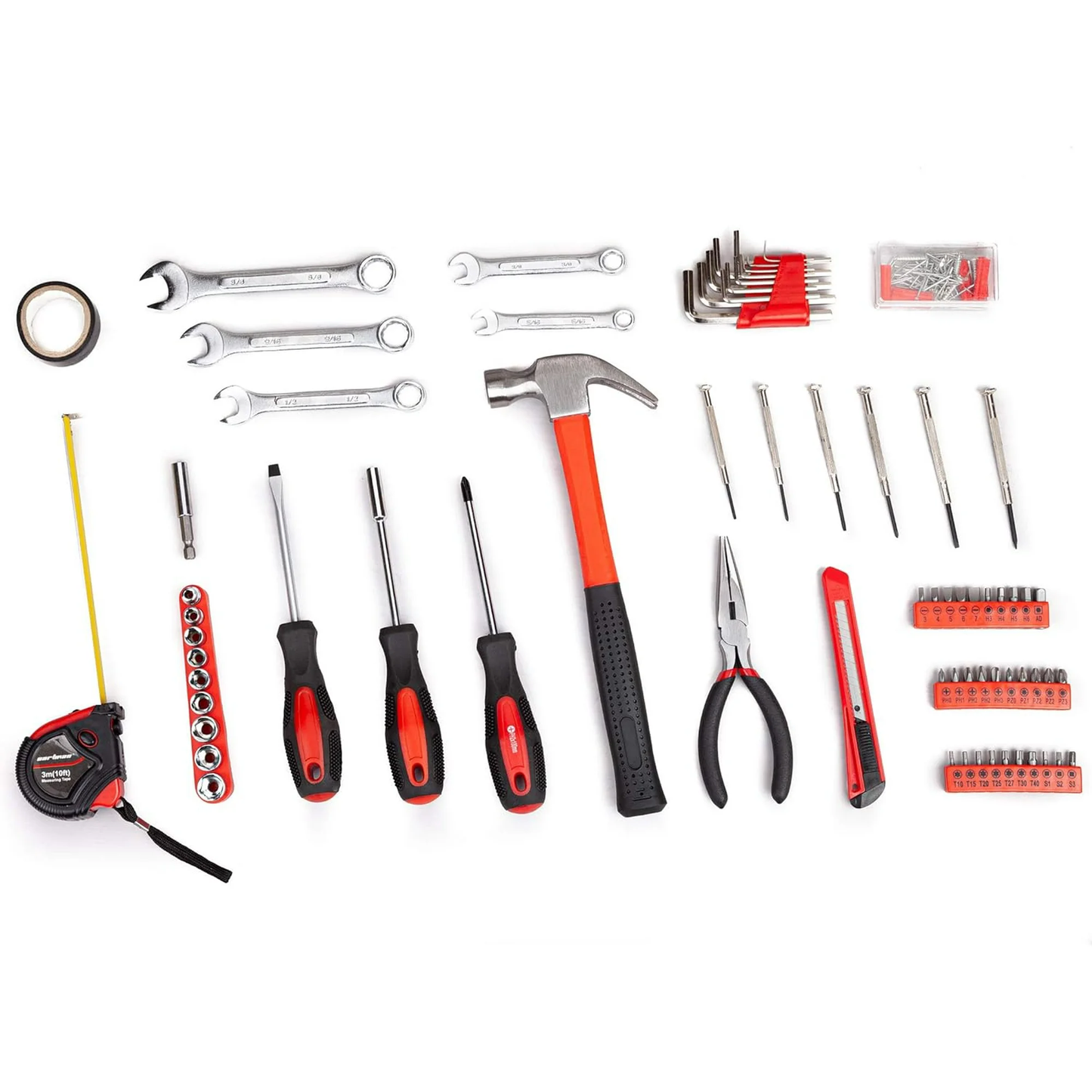 Hoey Home Repair Tool Kit, 146 Pieces Basic Home Repair Tool Set, General Mechanic Tool Set, General Household Tool Kit with Plastic Toolbox, Perfect for Homeowner, Office & College Repairs
