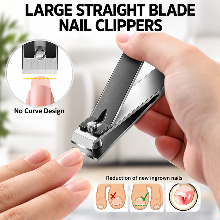 Nail Clipper, Stainless Steel Fingernails & Toenails Clippers & Nail File Sharp with Case, Set of 2