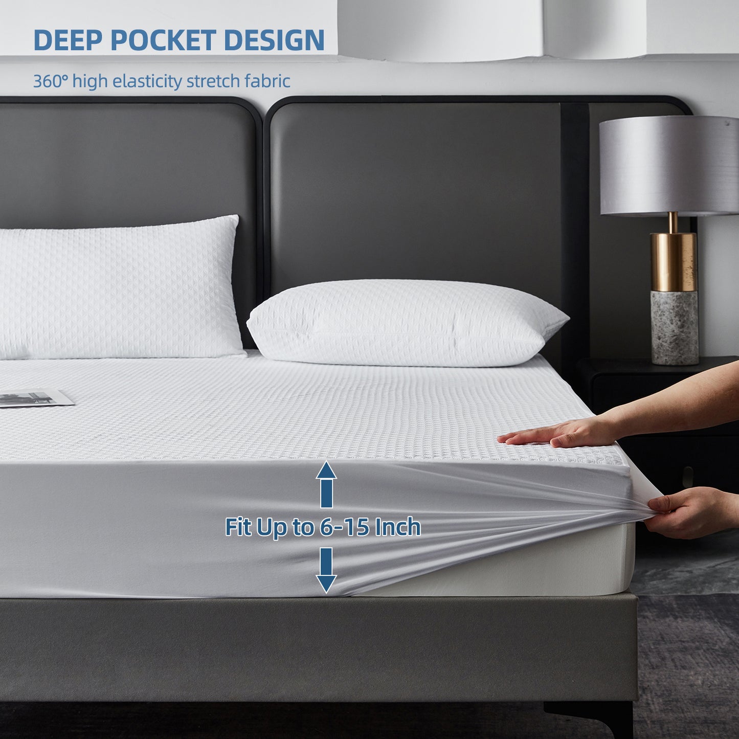 Full Size Waterproof Mattress Pad Protector, Noiseless Mattress Pad up to 21 inches Deep Pocket, Soft Breathable Bed Mattress Cover Washable for Home, Bedroom, Hote