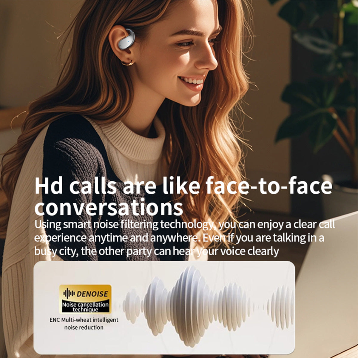 Open Ear Headphones Bluetooth Ear buds 80Hrs Playtime Wireless Earbuds with Earhooks IPX7 Waterproof Touch Control Air Conduction Sport Headsets Bluetooth 5.3 Earphones for Workout Running