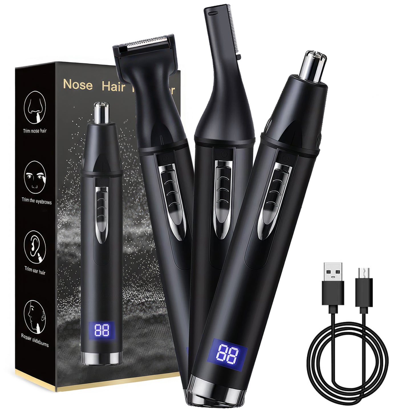 Obacre Ear and Nose Hair Trimmer for Men Women, Travel Portable USB Rechargeable