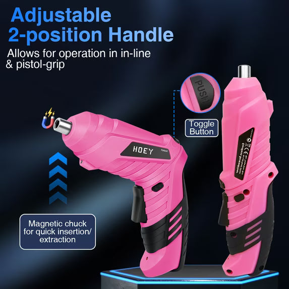 Cordless Screwdriver, 47 in 1 Electric Screwdriver,Dual Position Handle with USB Cable LED Light for Home Office DIY Tools