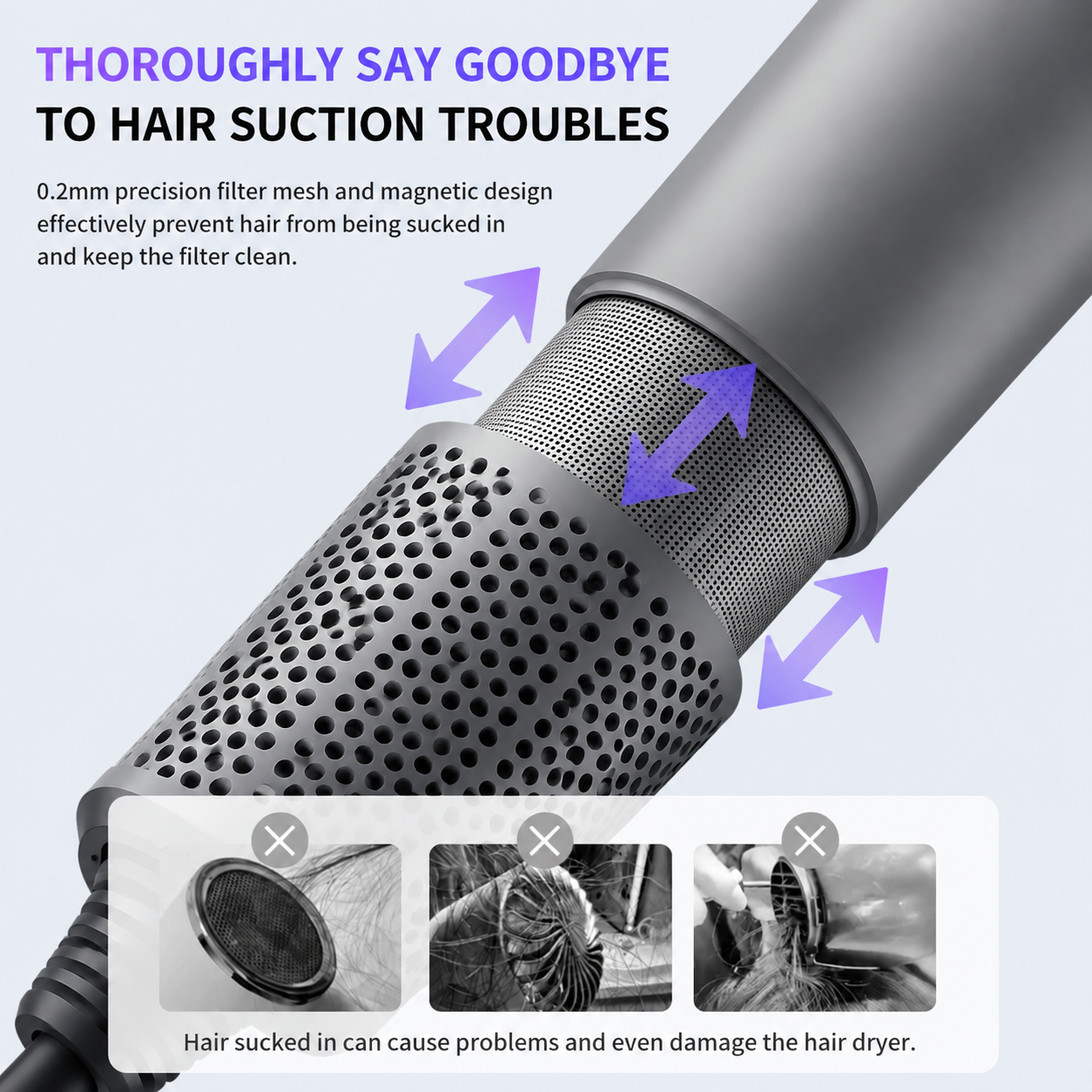 Professional Ionic Hair Dryer,Powerful 1600W Fast Drying Low Noise Blow Dryer, 8 Heat/Speed Settings, ALCI Safety Plug