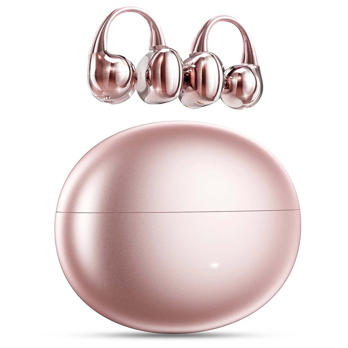 Clip on Earbuds Open Ear Wireless Bluetooth 5.4 Headphones with Mic,50H Play,Noise Cancelling,Waterproof,Sports Ear Buds,Lightweight Open Ear Headphones with C-Shaped Bridge,Workouts (Pink)