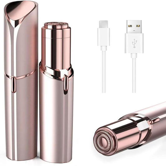 Facial Hair Removal for Women, Electric 2 in 1 Face Shaver and Eyebrow Trimmer, Rechargeable Nose Hair Trimmer for Women, Face Razor with Built-in LED Light
