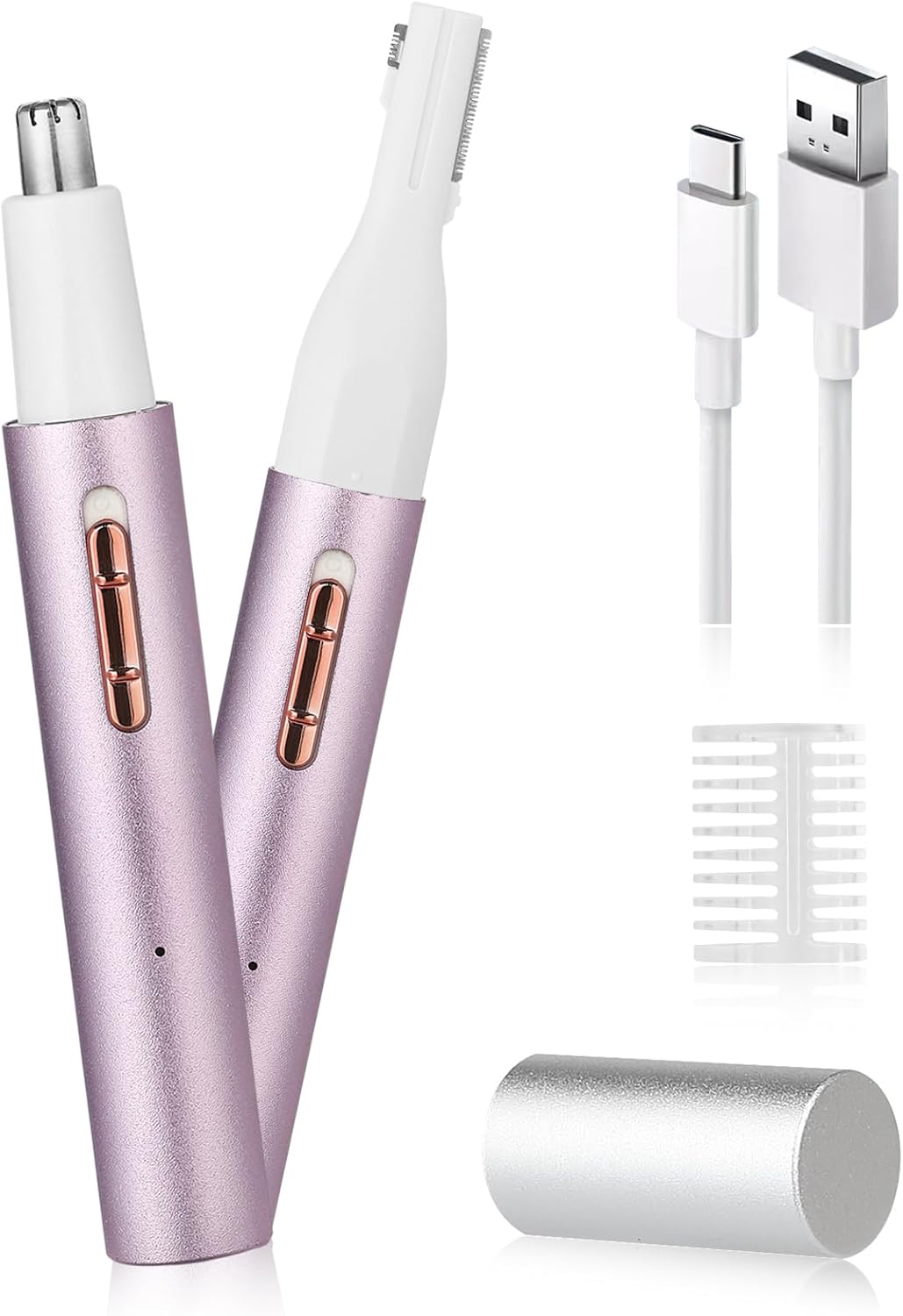 Hoeylife Rechargeable Nose and Ear Hair Trimmer for Women Men – Painless Facial and Eyebrow Hair Remover, Dual-Edge Blades, IPX7 Waterproof, Compact and Portable Electric Clipper
