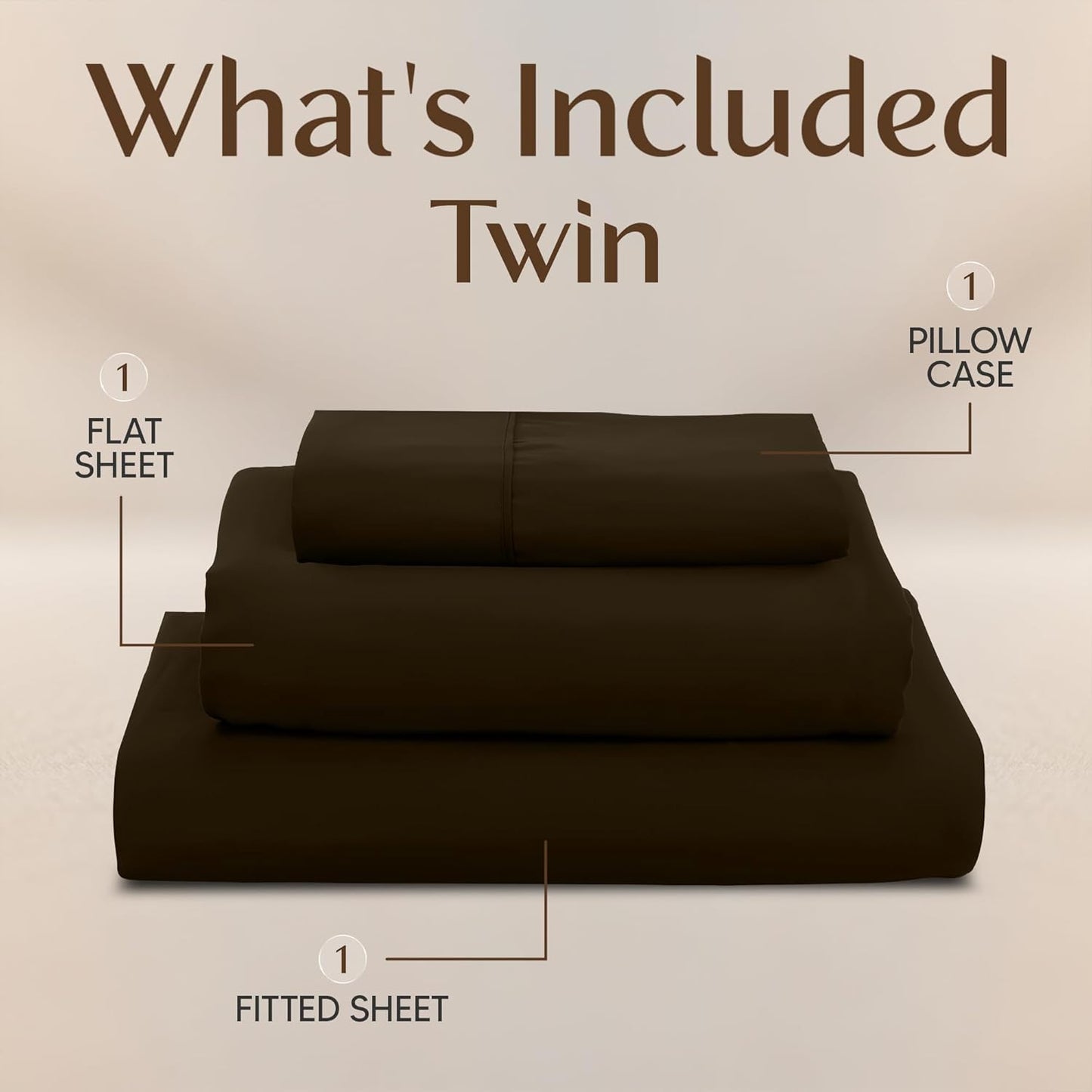 Naiade King Size Sheet Set,Soft Microfiber 4 Piece Hotel Luxury Bed Sheets with Deep Pockets, Embroidered Pillow Case,Side Storage Pocket Fitted Sheet, Flat Sheet (Brown)