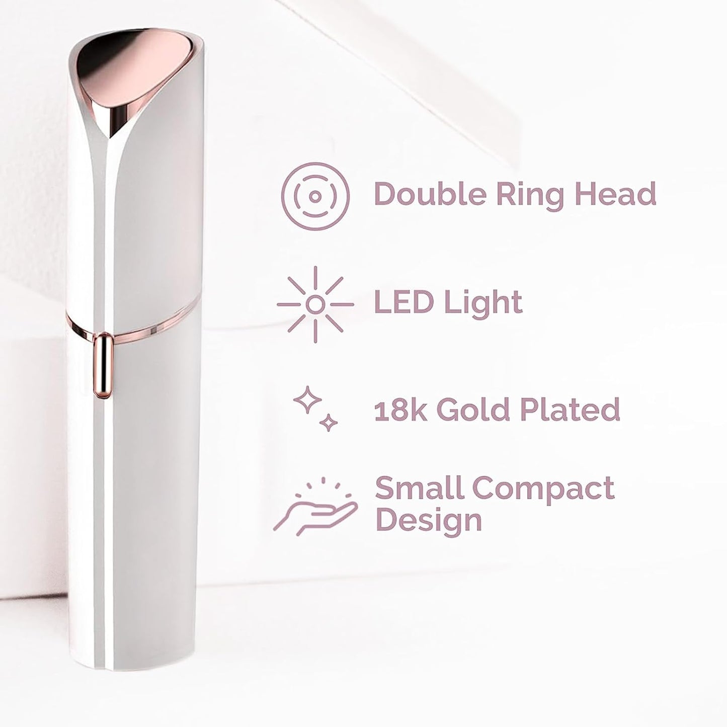 Rechargeable Facial Hair Remover for Women: 2 in 1 Electric Eyebrow and Facial Hair Remover - Suitable for Middle-aged Women’s Eyebrow, Chin, and Cheek Trimming - with Built-in LED Light (White)