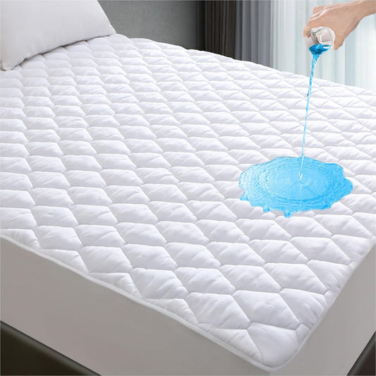 Twin Mattress Protector, Soft Breathable Waterproof Twin Size Mattress Pad Cover, 6-16 inches Deep Pocket, White