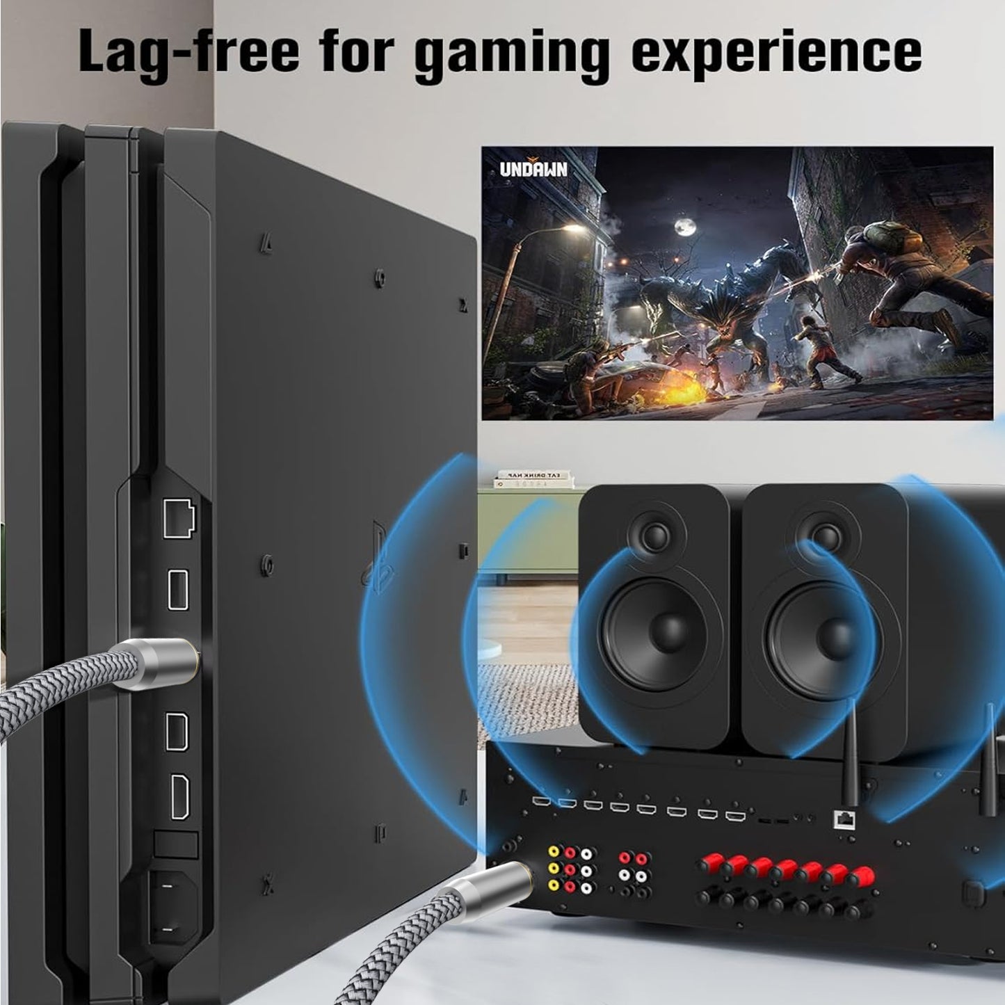 TOSLINK Optical Audio Cable 3 ft S/PDIF Toslink Cord for Soundbar TV PS4 Xbox