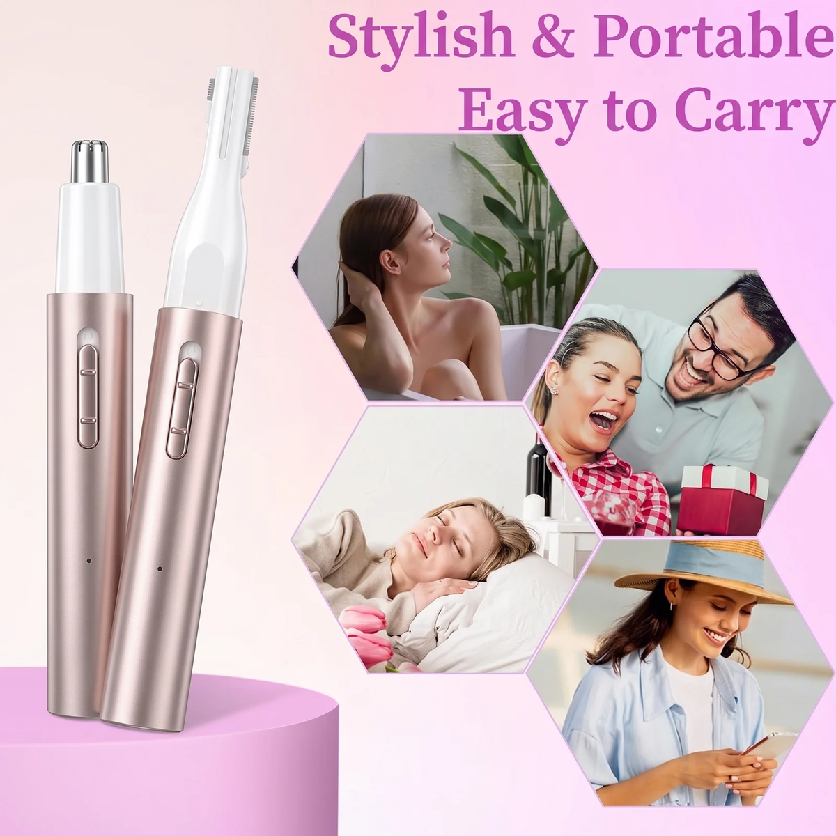 Hoeylife Rechargeable Nose and Ear Hair Trimmer for Women Men – Painless Facial and Eyebrow Hair Remover, Dual-Edge Blades, IPX7 Waterproof, Compact and Portable Electric Clipper