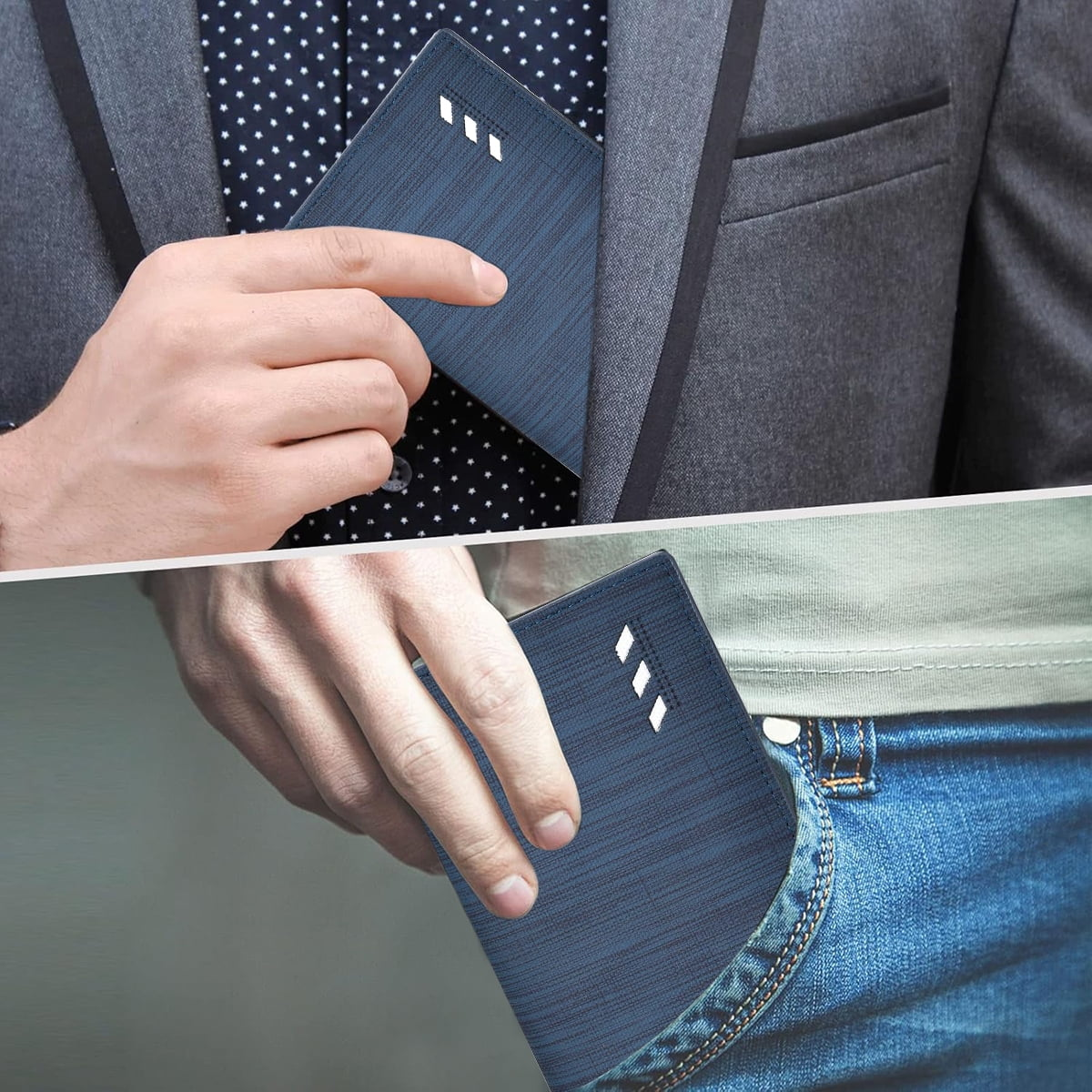 Long Wallet for men, RFID Blocking Bifold Leather Wallet, Men's Long Slim Wallet with ID Window and Multiple Card Slots