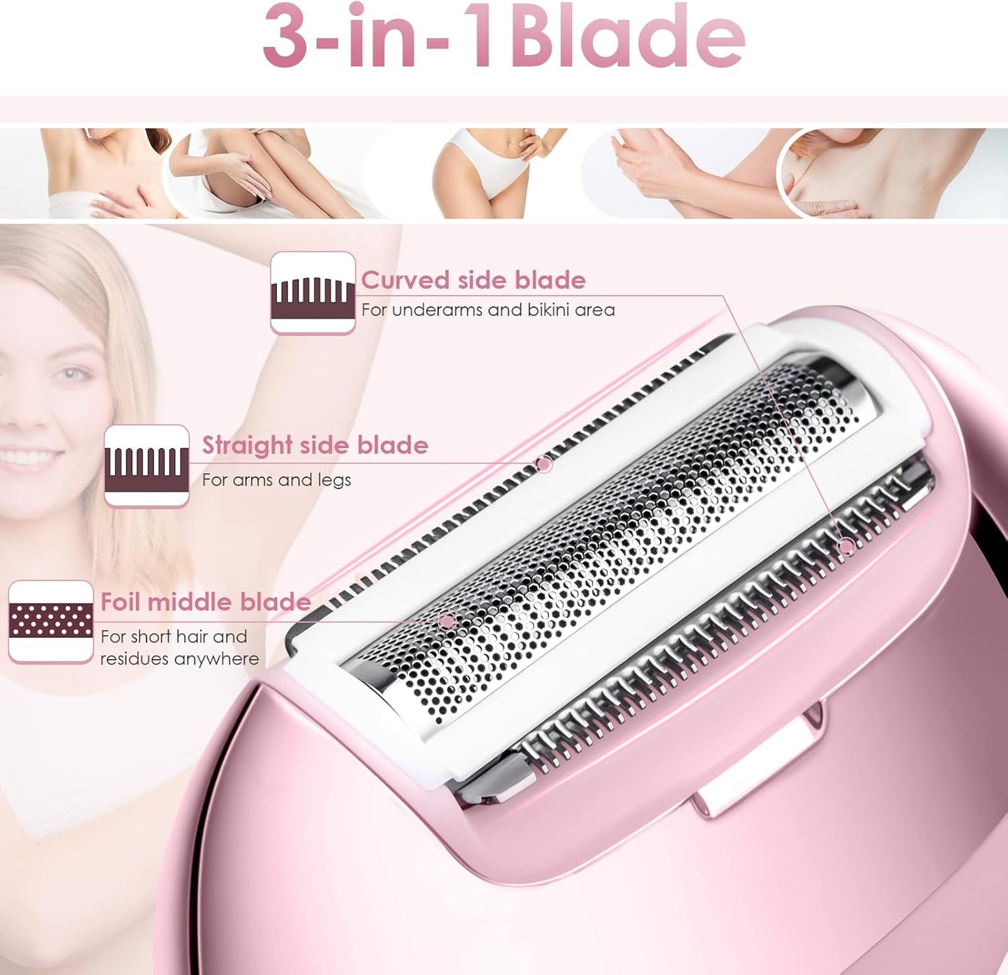 Cordless Electric Shaver for Women: Mini Electric Razors with LED Display - Rechargeable Bikini Trimmer - IPX7 Waterproof Wet Dry Face Razor for Body Public Leg
