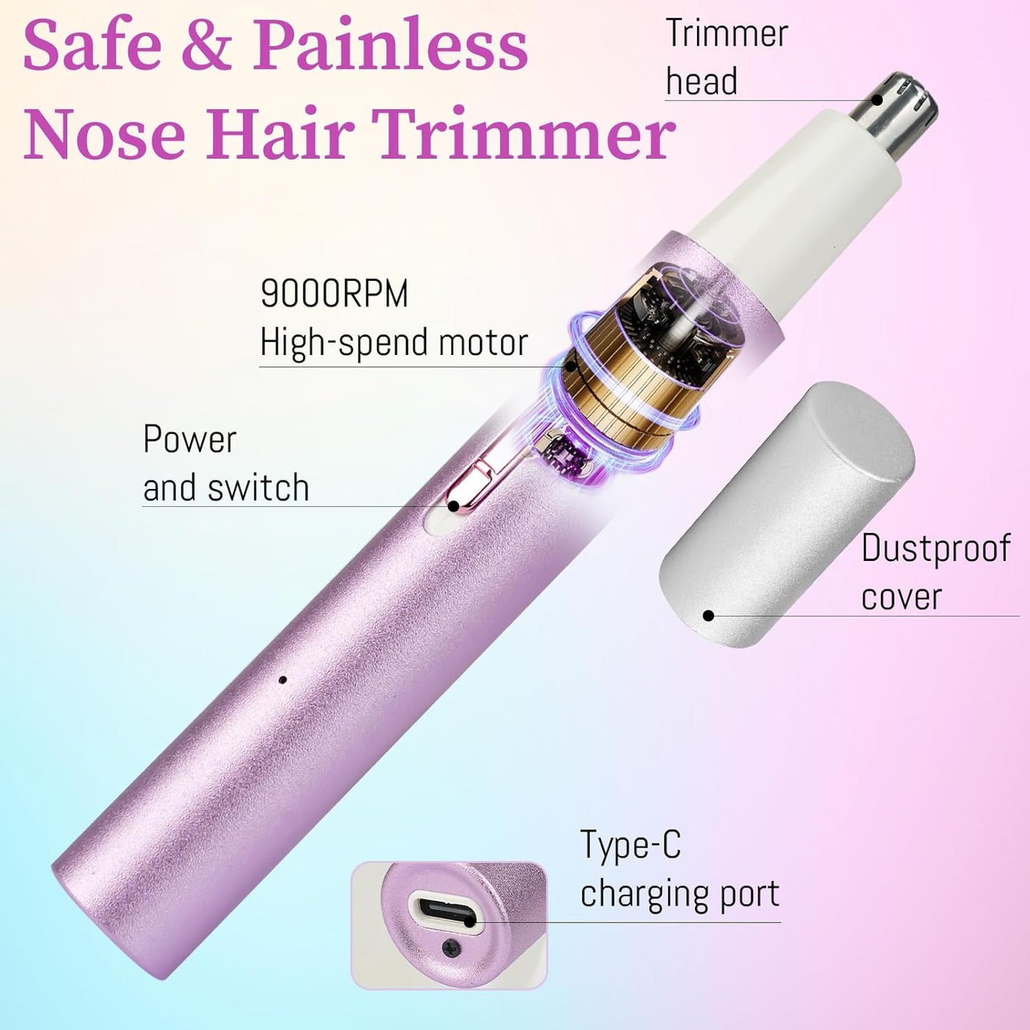 Electric Razors for Women - 4 in 1 Bikini Trimmer for Women, Waterproof Body Pubic Shaver for Womens Wet & Dry Use, Replaceable Facial & Nose Hair Trimmer, Rechargeable Hair Removal Kit,